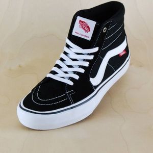 new mens 8/wmns 9.5 vans sk8 hi pro black/white removable pro insoles